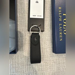 Ralph Lauren black leather key ring/key chain. NWT, never used.